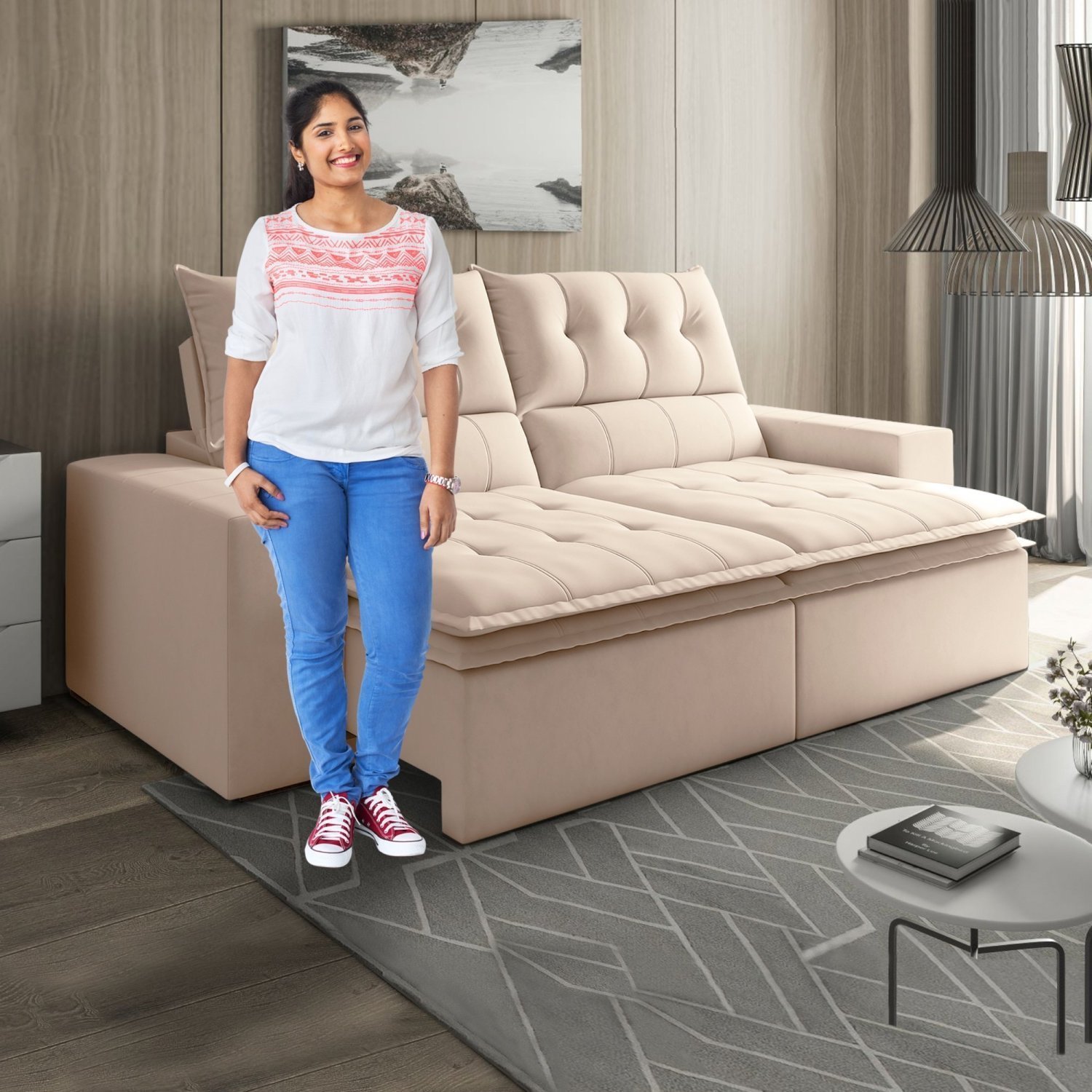 Sofá Retrátil e Reclinável 4 Lugares Pillowtop Duplo M118 - 9