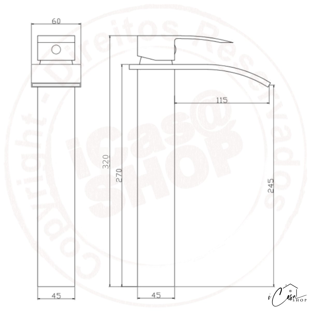 Torneira Banheiro Lavabo Cascata Alta Dourada Escovada Misturador Monocomando - 7