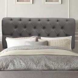Painel Cabeceira Estofada Paris 140cm Cama Box Casal Suede Cinza Escuro- Mabe Magazine - 1