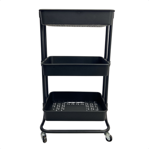 Prateleira Organizador Multiuso 3 Andares com Rodinhas Preto