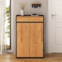 Ver imagem 3 de Sapateira Alta Organizador de Sapatos 2 Portas 4 Prateleiras Madeira Preto Tilo Idimex