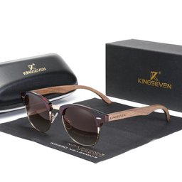 Óculos de Sol Polarizados Artesanal Retro Kingseven Madeira - 1
