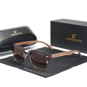 Óculos de Sol Polarizados Artesanal Retro Kingseven Madeira