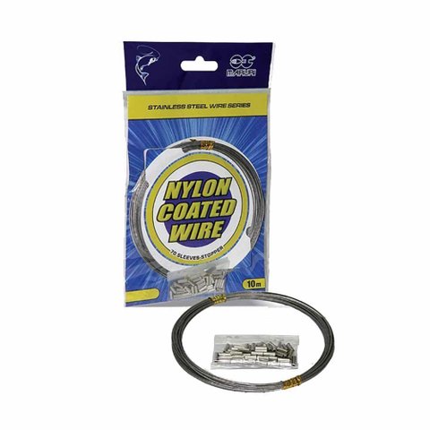 Cabo de Aço Revestido em Nylon P/ Pesca Nickel 70lb 10m
