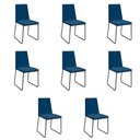 Ver imagem 1 de Kit 8 Cadeiras de Jantar Cozinha Industrial Lexa Veludo Élpis Móveis Azul Marinho Preta