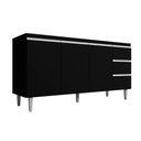 Ver imagem 1 de Balcão Gabinete de Pia para Cozinha sem Tampo 160cm 3 Portas Andréia Preto Fosco- Mabe Magazine