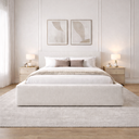 Ver imagem 3 de Cama Luxuosa Estofada Tamanho Queen Quarto de Alto Padrão:linho Off White