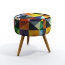 Ver imagem 4 de Kit Poltrona Namoradeira e 2 Poltronas Opala com Puff Solar Suede Estampado Colorido com Verde Arade