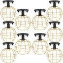 Ver imagem 1 de 10 Lustres Teto Plafon Industrial Aramado Globo Dourado Retrô Luminária Vintage Preto Agp Ilumini