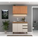 Ver imagem 1 de Cozinha Compacta Modulada 2 Peças 3 Gavetas Cecília Marrom/Freijó/Off White