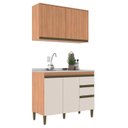 Ver imagem 3 de Cozinha Compacta Modulada 2 Peças 3 Gavetas Cecília Marrom/Freijó/Off White