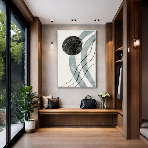 Quadro Canvas Abstrato Cinza Lua 90x60cm Mold Branca
