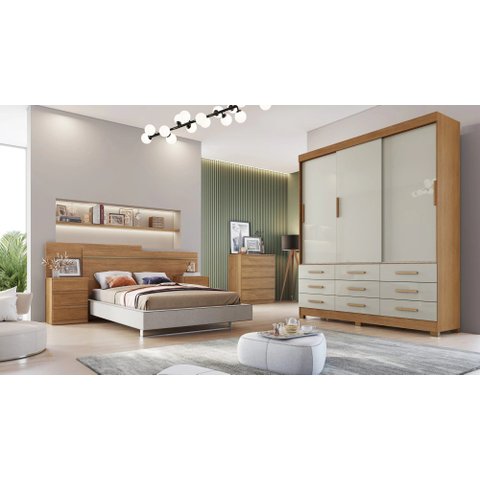 Guarda-Roupa Buriti 3 Portas 9 Gavetas sem Espelho Fendi Novo Horizonte