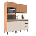 Ver imagem 3 de Cozinha Modulada 9 Peças 7 Portas 3 Gavetas 190cm Cecília Marrom/Freijó/Off White