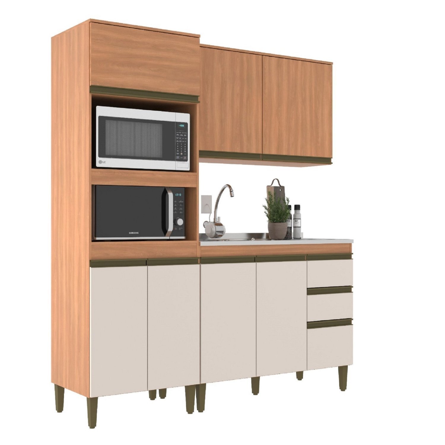 Cozinha Modulada 9 Peças 7 Portas 3 Gavetas 190cm Cecília - 2