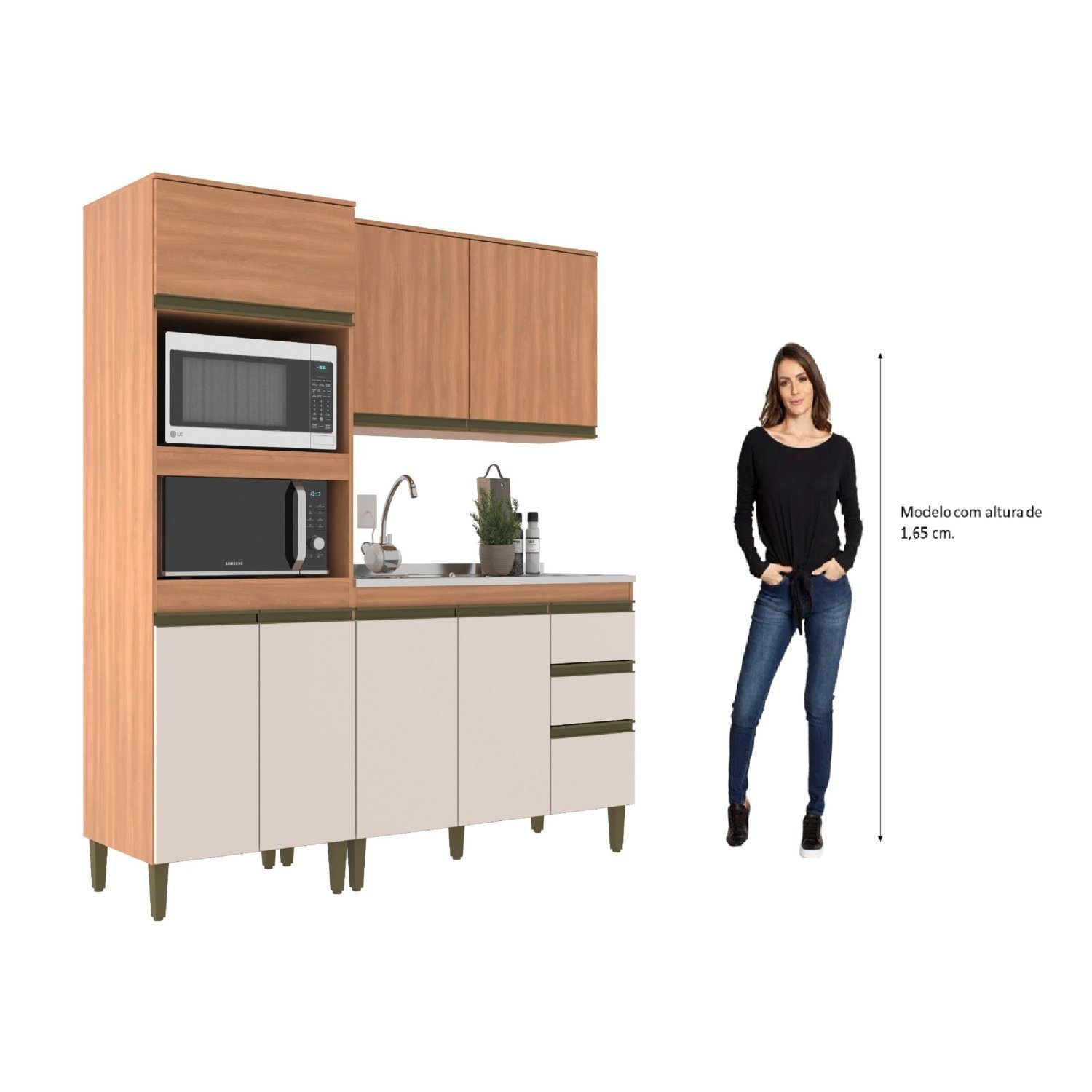 Cozinha Modulada 9 Peças 7 Portas 3 Gavetas 190cm Cecília - 4