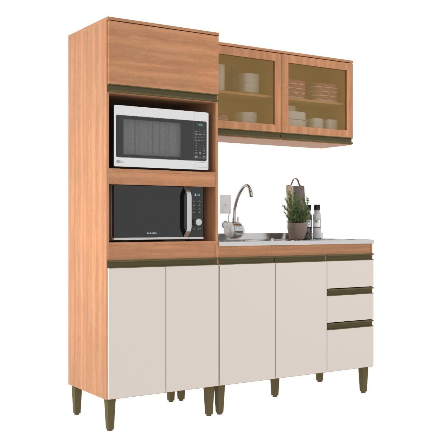 Cozinha Modulada 3 Peças 7 Portas 3 Gavetas 190cm Cecília - 2