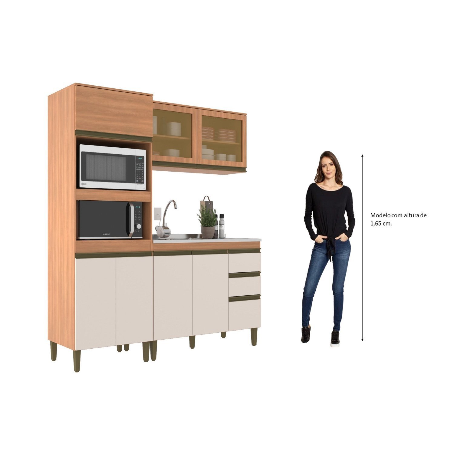 Cozinha Modulada 3 Peças 7 Portas 3 Gavetas 190cm Cecília - 4