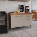 Ver imagem 1 de Balcão Modulado para Cozinha com Tampo Fidelitá Mariana 120cm 3 Portas 1 Gaveta Freijó/camurça