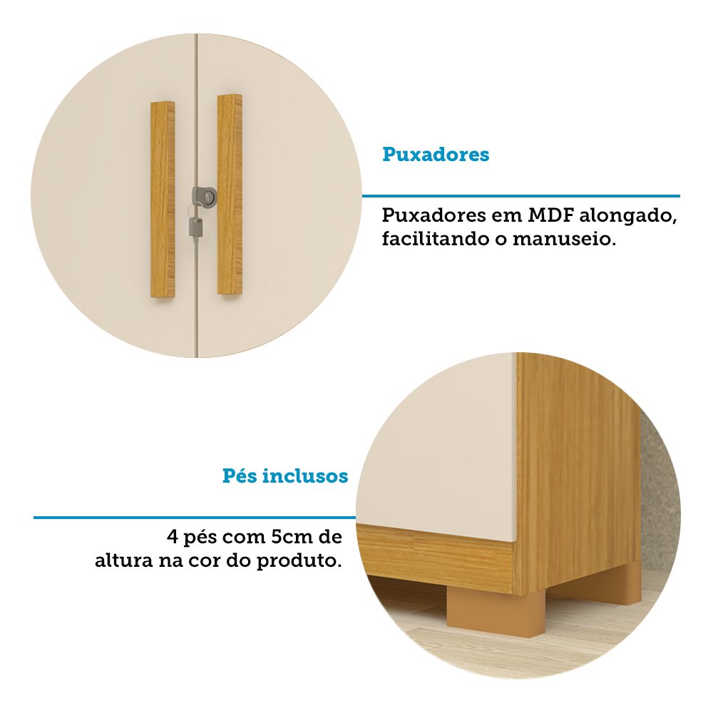 Armário Multiuso 2 Portas com Chave Astilbe Espresso Móveis - 6