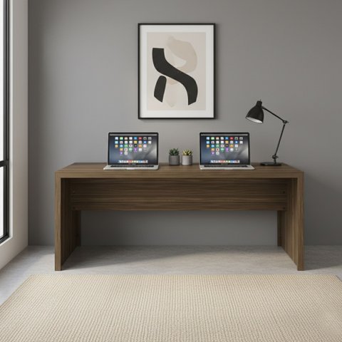 Escrivaninha Mesa Escritório ME4185 2 Lugares 180cm Nogal