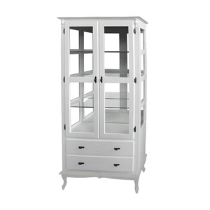 Cristaleira com Espelho 2 Portas 3 Prateleiras de Vidro 2 Gavetas Pés Luiz Xv Sevilha 1095-e