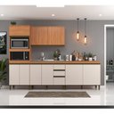 Ver imagem 1 de Cozinha Compacta Modulada 4 Peças com Torre Quente Cecília Marrom/Freijó/Off White