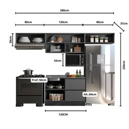 Cozinha Modulada 5 Peças 5 Portas 3 Gavetas com Balcão para Pia Etna - 3