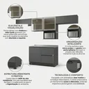 Ver imagem 6 de Cozinha Completa Modulada 5 Peças com Nicho para Micro-Ondas e Balcão para Pia sem Tampo Etna Grafite/Preto