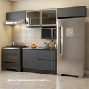 Ver imagem 2 de Cozinha Completa Modulada 5 Peças com Nicho para Micro-Ondas e Balcão para Pia sem Tampo Etna Grafite/Preto
