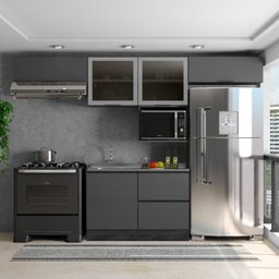 Cozinha Modulada 5 Peças 5 Portas 3 Gavetas com Balcão para Pia Etna - 1
