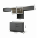 Ver imagem 3 de Cozinha Modulada 5 Peças 5 Portas 3 Gavetas com Nicho para Micro-ondas e Balcão para Pia Etna Grafite