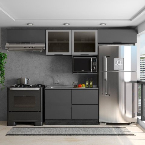 Cozinha Modulada 5 Peças 5 Portas 3 Gavetas com Balcão para Pia Etna