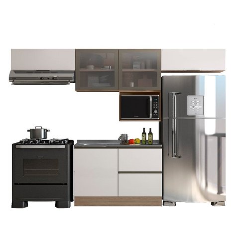 Cozinha Modulada 5 Peças 5 Portas 3 Gavetas com Balcão para Pia Etna