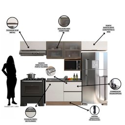 Cozinha Modulada 5 Peças 5 Portas 3 Gavetas com Balcão para Pia Etna - 5
