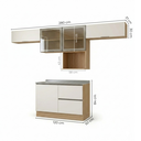 Ver imagem 4 de Cozinha Completa Modulada 5 Peças com Nicho para Micro-Ondas e Balcão para Pia sem Tampo Carvalho/Off White Bege