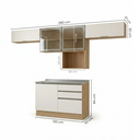 Ver imagem 4 de Cozinha Modulada 5 Peças 5 Portas 3 Gavetas com Nicho para Micro-ondas e Balcão para Pia Etna Carvalho Off White