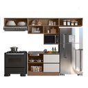 Ver mais imagens de Cozinha Modulada 5 Peças 5 Portas 3 Gavetas com Nicho para Micro-ondas e Balcão para Pia Etna Carvalho Off White