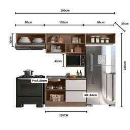 Cozinha Modulada 5 Peças 5 Portas 3 Gavetas com Balcão para Pia Etna - 4