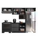 Ver imagem 5 de Cozinha Modulada 5 Peças com Nicho para Micro-Ondas e Balcão com Tampo 5 Portas 3 Gavetas Etna Grafite Preto