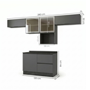 Ver imagem 4 de Cozinha Modulada 5 Peças com Nicho para Micro-Ondas e Balcão com Tampo 5 Portas 3 Gavetas Etna Grafite Preto
