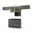 Ver imagem 4 de Cozinha Modulada 5 Peças com Nicho para Micro-Ondas e Balcão com Tampo 5 Portas 3 Gavetas Etna Grafite Preto