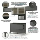 Ver imagem 6 de Cozinha Modulada 5 Peças com Nicho para Micro-Ondas e Balcão com Tampo 5 Portas 3 Gavetas Etna Grafite Preto