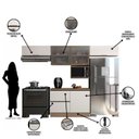 Ver imagem 5 de Cozinha Modulada 5 Peças 5 Portas 3 Gavetas Balcão com Tampo Etna Bege/Carvalho Oak/Off White