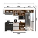 Ver imagem 4 de Cozinha Modulada 5 Peças 5 Portas 3 Gavetas Balcão com Tampo Etna Bege/Carvalho Oak/Off White