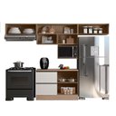Ver imagem 6 de Cozinha Modulada 5 Peças 5 Portas 3 Gavetas Balcão com Tampo Etna Bege/Carvalho Oak/Off White