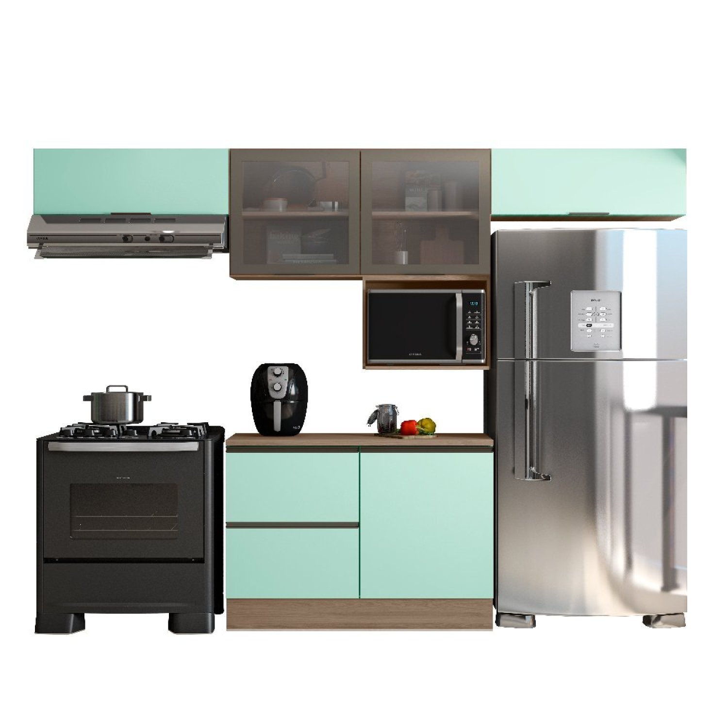 Cozinha Modulada 5 Peças 5 Portas 3 Gavetas Balcão com Tampo Etna - 3