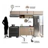 Cozinha Modulada 4 Peças 7 Portas 2 Gavetas com Balcão para Pia Evidence - 6