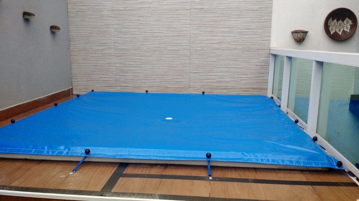 Lona Prática Multiuso Piscinas com Dreno Azul 300 Micras - 10,5x4 - 7