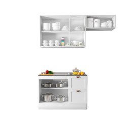 Cozinha Compacta Modulada Americana 3 Peças 6 Portas 2 Gavetas com Balcão para Pia Unna Yescasa Bran - 7 Cozinha Compacta Modulada Americana 3 Peças 6 Portas 2 Gavetas com Balcão para Pia Unna Yescasa Bran - 7